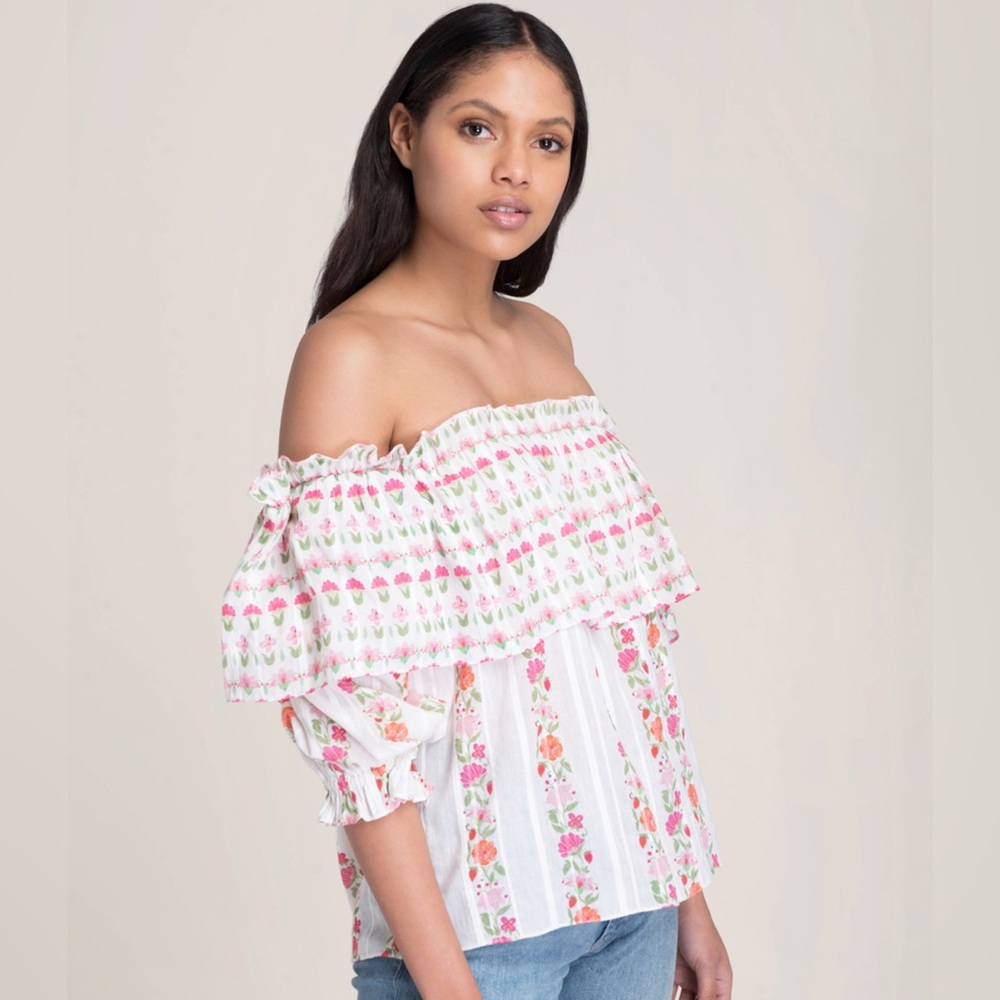 Beulah London Off-the-Shoulder Floral Blouse